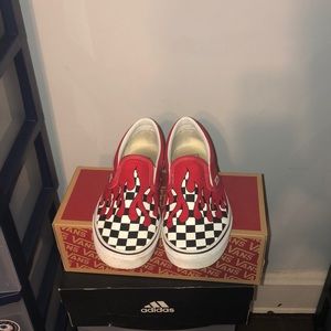 Vans slip-ons flame checkerboard